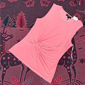 DKNY Coral Pink Twist-Front Sleeveless Tank
